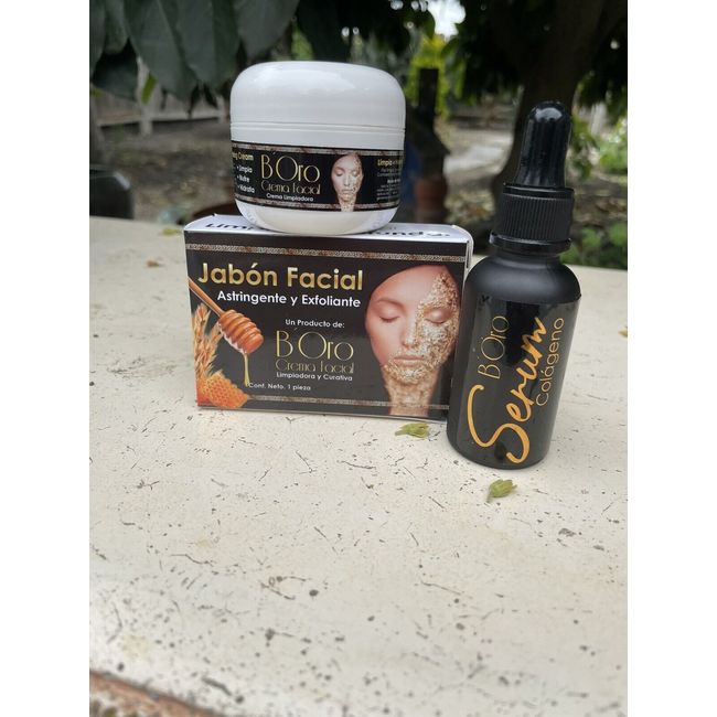 B’Oro Crema Facial Y Jabon Con Serum Colageno. Boro facial cream, Soap and Serum