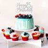 Silver Glitter Happy 25th Birthday Cake Topper - 25th Birthday Cake Topper, 25th Birthday Party Decoration