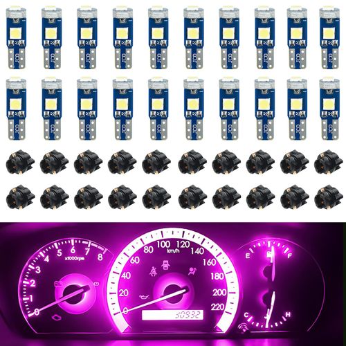 Hbxdeco 20PCS T5 LED Lights for Car Dashboard with Twist Lock Socket, High Light Bulb 3030-3SMD Replacement, Super Bright LED Light for Instrument Cluster Dashboard Panel Gauge Indicator (pink purple)