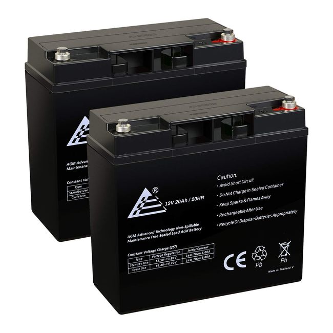 (2 Pack) ExpertPower 12 Volt 20 Ah Rechargeable SLA Battery [EXP12200]