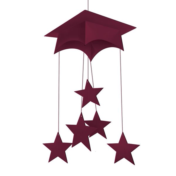 Creative Converting Mortarboard Hanging Mobile Party Decoration, 24", Burgundy