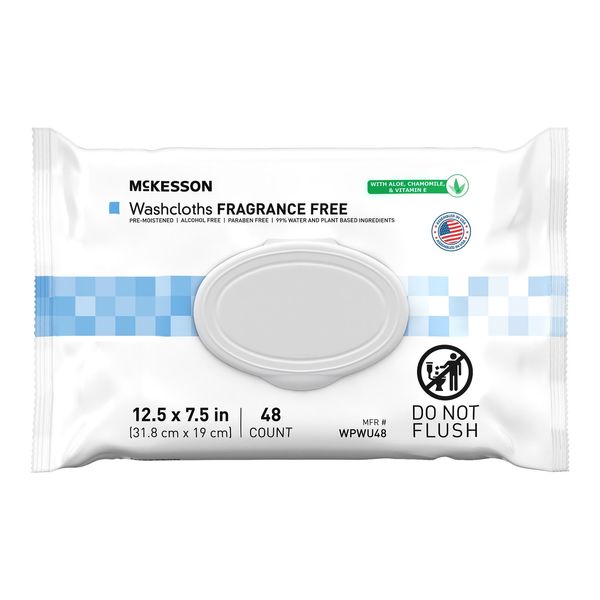 McKesson Personal Cleansing Wipe 7.5 x 12.5" WPWU48 1 Pack 48 Wipes