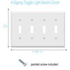 Toggle Light Switch Wall Plates 4-Gang Switch Electrical Cover Plate Unbreakable Thermoplastic Faceplate, White (2 Pack)