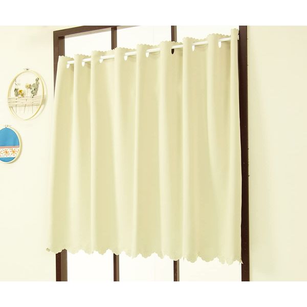 Katenya Outlet Flameproof Blackout Class 1 Cafe Curtain [Piti] Crepe Beige Color Width 57.1 inches (145 cm) Length 35.4 inches (90 cm) 1 Panel