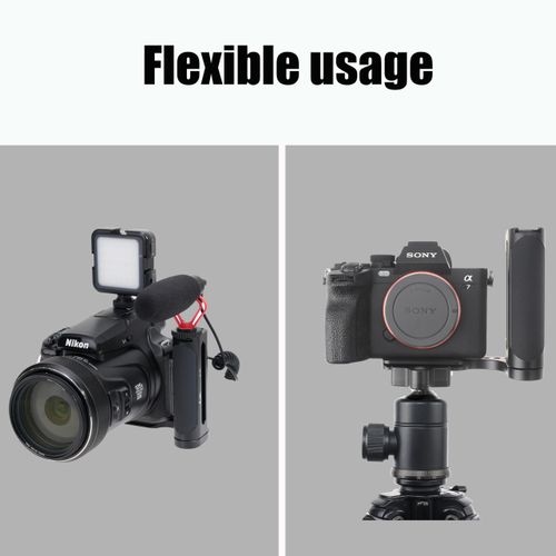 Fotga Universal Left-Hand Side Handle Grip Holder Video Stabilizer with Arca Swiss Base Plate for Canon/Nikon/Sony/Panasonic DSLR Mirrorless Camera,Cold Shoe 1/4"-20 Holes for LED Light/Microphone