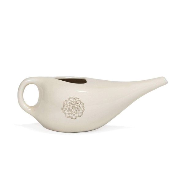 Bodhi NETI POT Nasenspülkännchen| Keramik Neti Kännchen mit Mandala (gold) | Kanne für Nasenspülung | Nasendusche | Nethi Pot - Nethi Topf