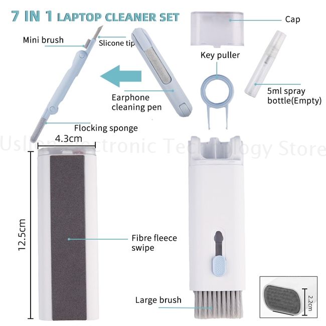 8 in 1 Cleaner Kit with Spray Upgrade Multifunctional Electronics Cleaning  Kit Keyboard Cleaner Kit Airpod Pro Cleaning Pen Brush Tools for