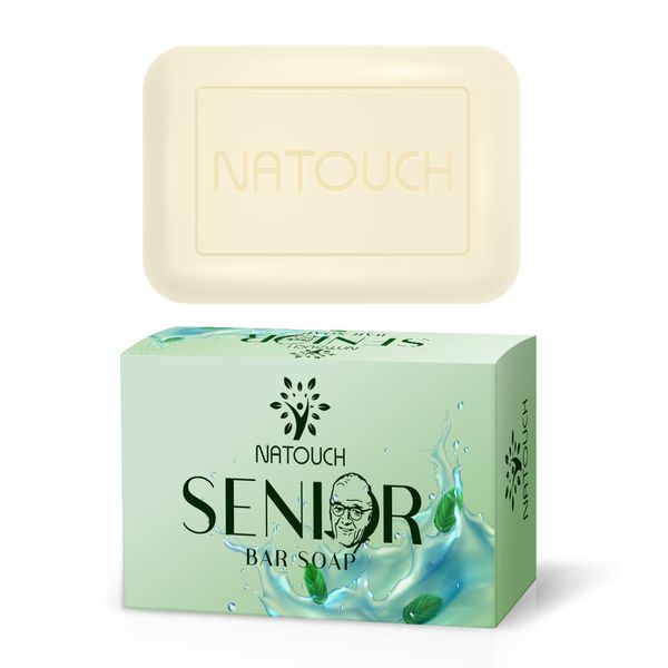 Natouch Body Soap for Aging Skin, Cleansing & Deodorizing Natural Soap Bar with Peppermint and Tea Tree Extract to Help with Nonenal Body Odor, and maintain moisture