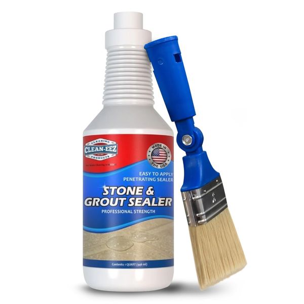 Clean-eez Grout Sealer & Stand-Up Brush Combo: Ultimate Floor Tile & Shower S...
