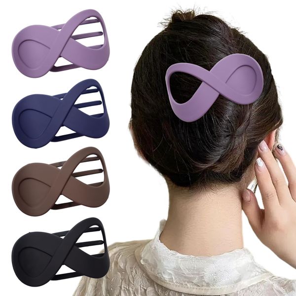 4 Stück Matt Haarspangen Damen Vintage Haarklammer Groß Dickes Haar Französisch Haarspange Schwarz Rutschfest Haarklammern Haar Accessoire Frauen Mädchen Big Hair Clips for Women