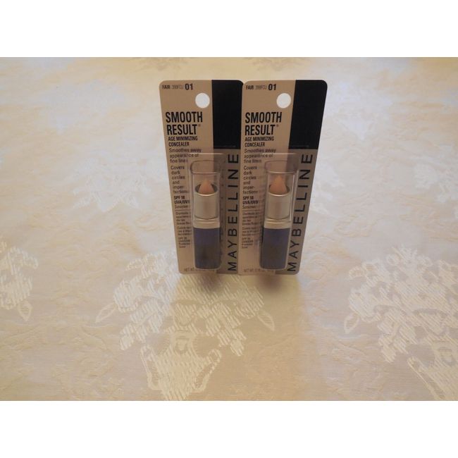 Lot of Two Maybelline Smooth Result Age Minimizing Concealer- Fair 01