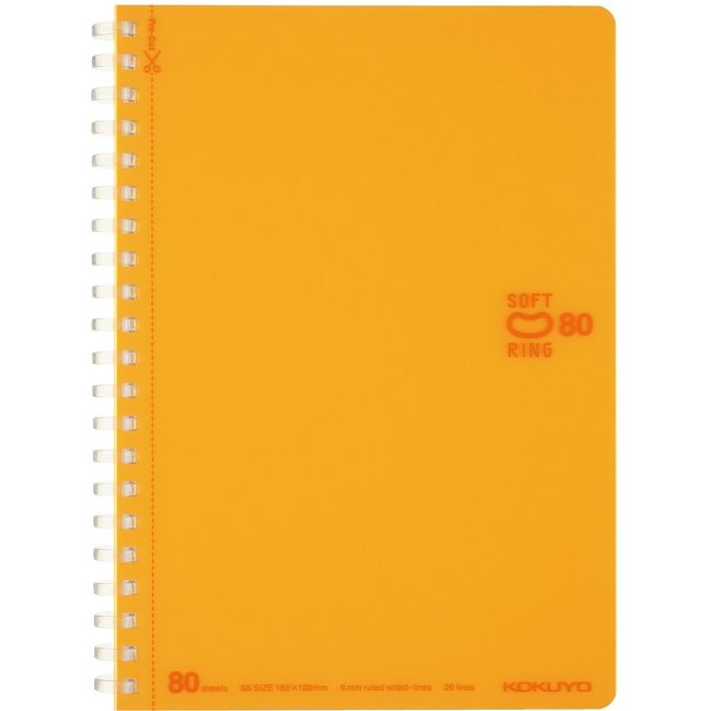 Kokuyo Notebook, Soft Ring, Ruled with Dots, B Ruled, 80 Sheets, B6, Orange, SV348BT-YR