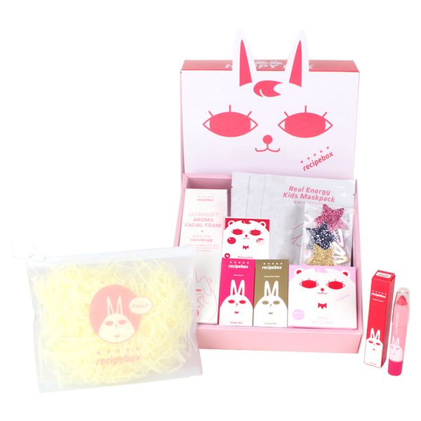 Recipe Box Gold Pink Gift Box Daily Children's Makeup Set of 9