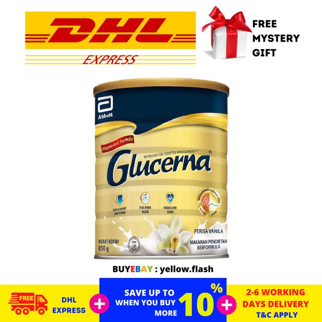 6 X Glucerna Triple Care Diabetic Milk Powder Vanilla Flavored 850g DHL EXPRESS