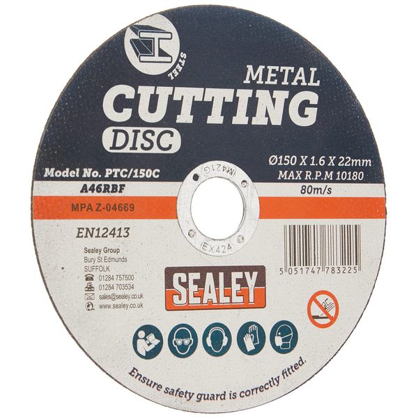 Sealey PTC/150C Cutting Disc Ø150 x 1.6mm 22mm Bore