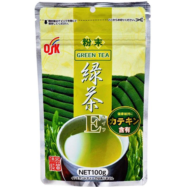 OSK 小谷穀粉 カテキン含有 粉末緑茶 Eライフ 100g (3袋セット)