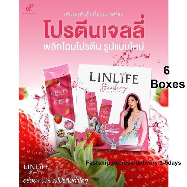 6Boxes LinLife Strawberry Protein Jelly Meal Replacement Weight Control No Trans