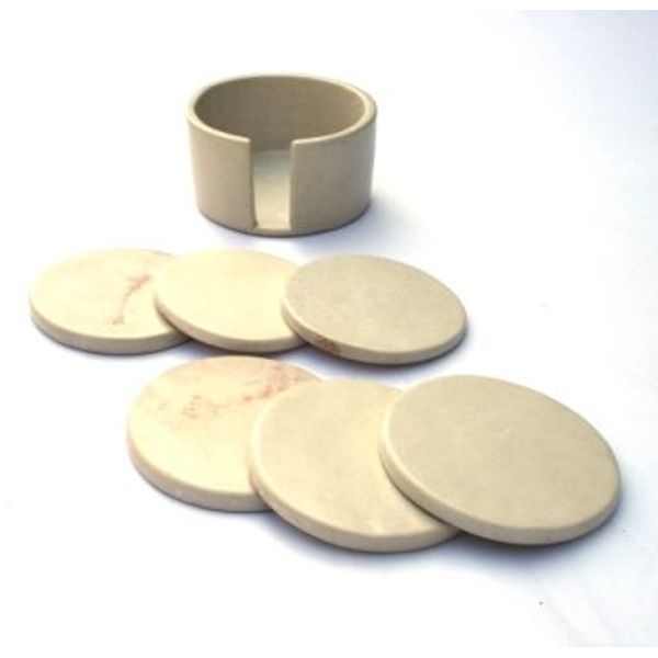 Katangi Handcrafts Handmade Soapstone Coasters Round (Plain)