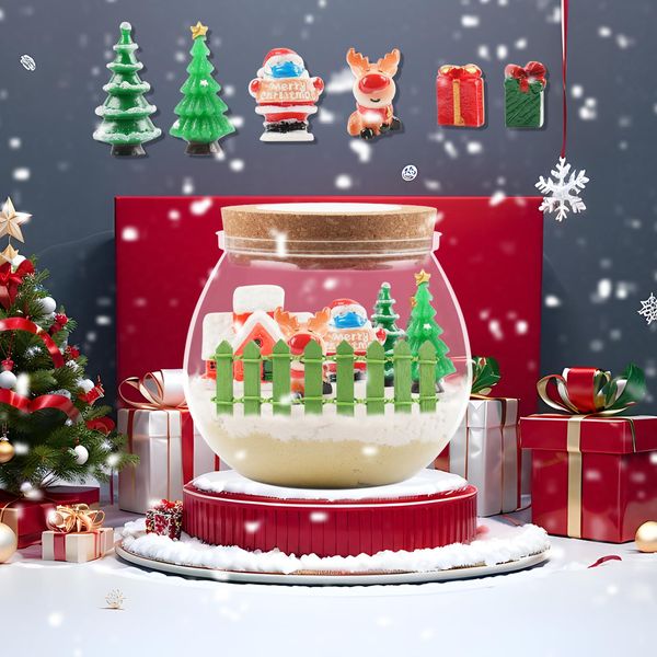 SHENSGEN Christmas Terrarium Kits for Kids,Arts&Crafts Light Up Christmas Terrarium DIY Toy Kit for Kids,Christmas Toys DIY Arts and Crafts Kit for Kids 6 7 8 Year Old