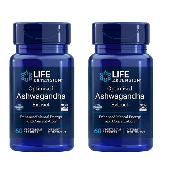 2 PACK Life Extension Optimized Ashwagandha - 60 capsules