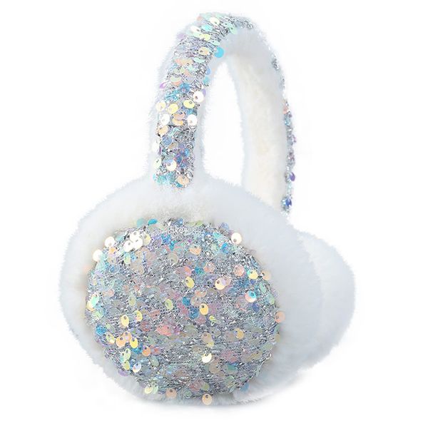 ACTLATI Girl Winter Earmuffs Sequin Shiny Outdoor Ear Warmers Fluffy Muffs Cute Faux Fur Earmuff for Kids Adult Women