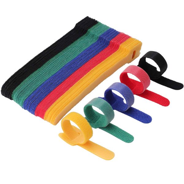 Cable Ties Reusable - Cable Straps Multi-Purpose Tie Wraps Fastening Straps Used for Headphones Phones Electronics PC Wire Cable Tidy Management - 5 Color