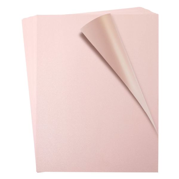 Paper Junkie 48 Sheets Pink Metallic Shimmer Cardstock Paper for Crafts, Double-Sided for DIY Cards, Weddings, Scrapbooking, 250gsm (8.5 x 11 In)