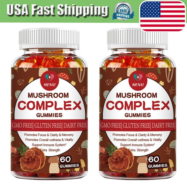 REISHI MUSHROOM STRONGEST ORGANIC GUMMIES LINGZHI LUCIDUM EXTRACT 2X60PCS GUMMY