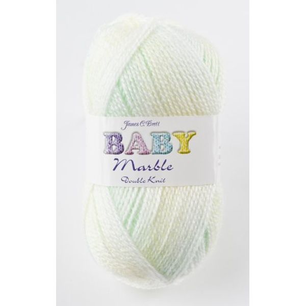 James Brett Baby Marble DK Knitting Yarn Soft Double Knit Wool 100g Ball (Lemon Green & White Mix - BM4) by James Brett