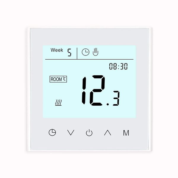 MincoHome Programmable WiFi Thermostat Touch Screen Tuya Smart Temperature Controller for Electric/Water/Gas Boiler Warm Floor Heating Controller (White Gas Boiler)