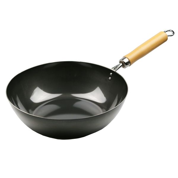 Pearl Metal HB-2405 The Iron Stir-fry Pan, Produced in Tsubame-Sanjo, Iron, 10.2 inches (26 cm), Induction Compatible, Deep Frying Pan, Black