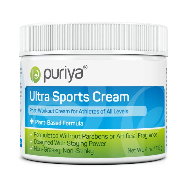 Puriya Ultra Sports Cream with Natural Menthol, Long Lasting Balm for Muscle and Joint Comfort in Leg, Hand, Ankle and Knee, Fast-Acting Rub with Pleasant Scent, Maximum Strength, Fit for Athletes