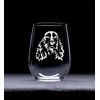 Cocker Spaniel themed, dog stemless wine glass, 17 oz.