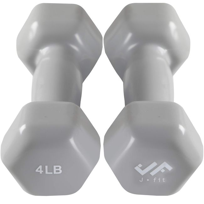 JFIT Vinyl Dumbbell Pair, 4 LB, Silver