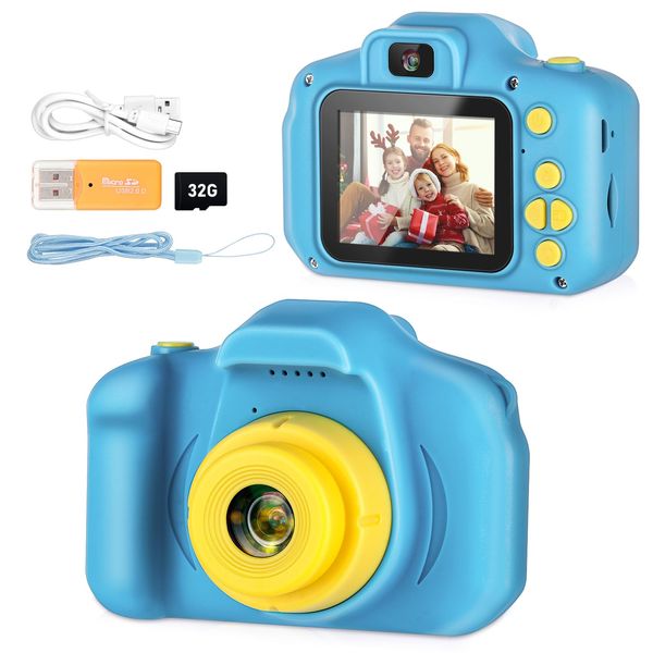 Kids Selfie Camera, Portable Digital Cameras Toys for Kids Christmas Birthday Gifts for Boys/Girls Age 3 4 5 6 7 8 9 with 32GB SD Card