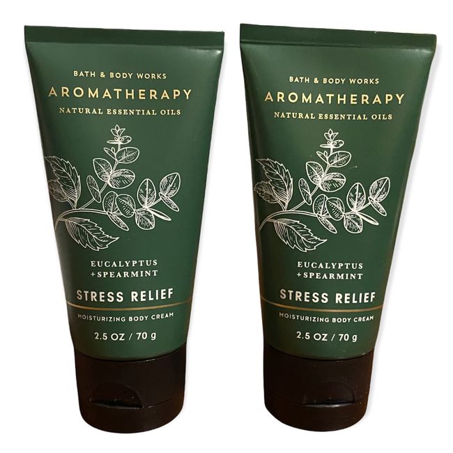 Bath and Body Works 2 Piece Pack Aromatherapy Eucalyptus Spearmint Stress Relief Travel Size ( 2.5 oz / 57 g Each) Body Cream