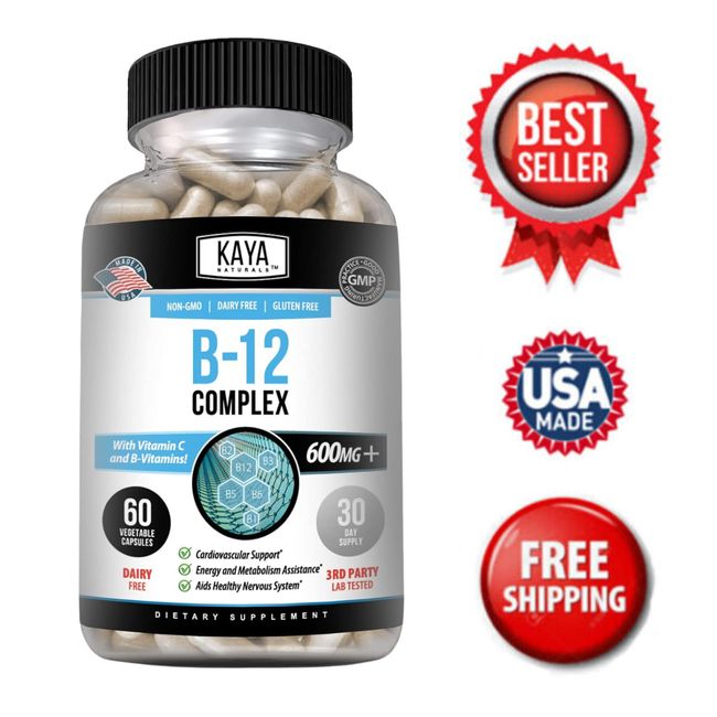 Vitamin B-12 Complex 60ct, B-12 Vitamins, Energy, Cardio, Aids Nervous System