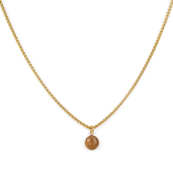 Classic Gold Stone Pendant Necklace - Tiger's Eye