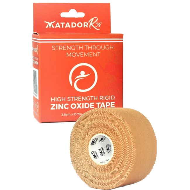 Zinc Oxide High Strength Rigid Tape Bandage 3.8cm X 13.7m Wide Elastoplast Tape 100% Rayon Sticky Elasticated Fabric For Strapping Joints Such As Wrists, Finger, Foot, Toes Etc (light Brown/tan)