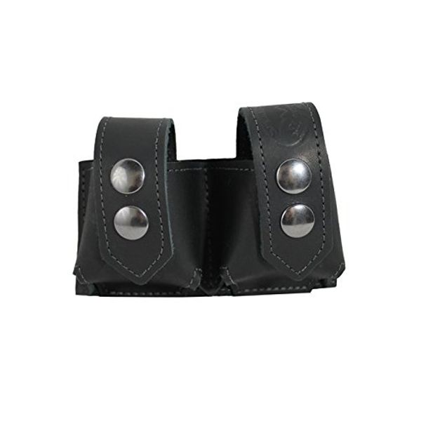Barsony 2SLBL-5-6 shot .38 .22 Leather Double Speed-loader Pouch, Black
