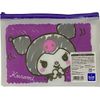 Sanrio Accessories Cosmetic Flat Vinyl Pouch Fastener Case Bag 19×14cm (Rayon Touch), Kuromi,