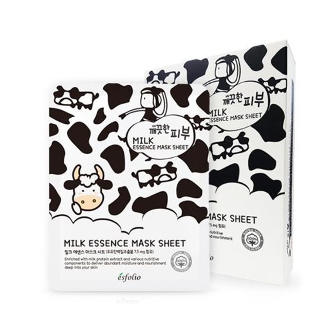 Esfolio Pure Skin Essence Mask Sheet Anti-Aging Rejuvenation Hydration Milk (Pack of 10)…