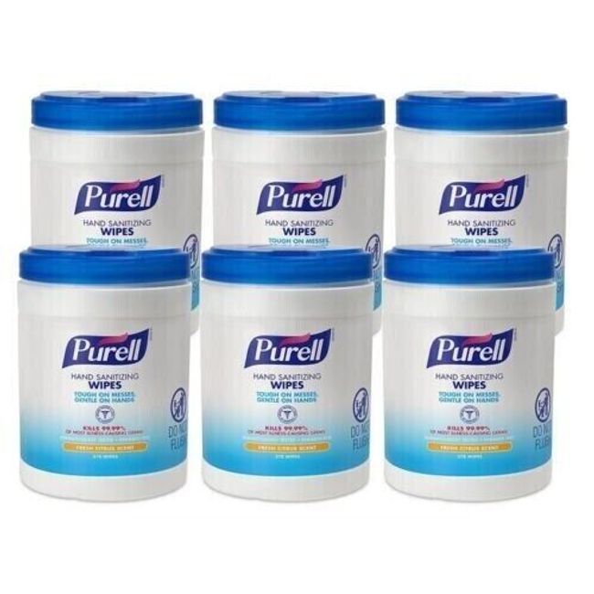 Case Pack of 6 -Purell Hand Sanitizing Wipe Canister 270 Wipes /Canister