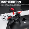 PlayRealm NO Falling Off Thumbstick Extender & Silicone Grip Cover 2 Sets for PS5 & PS4 Controller (Ghost Red)