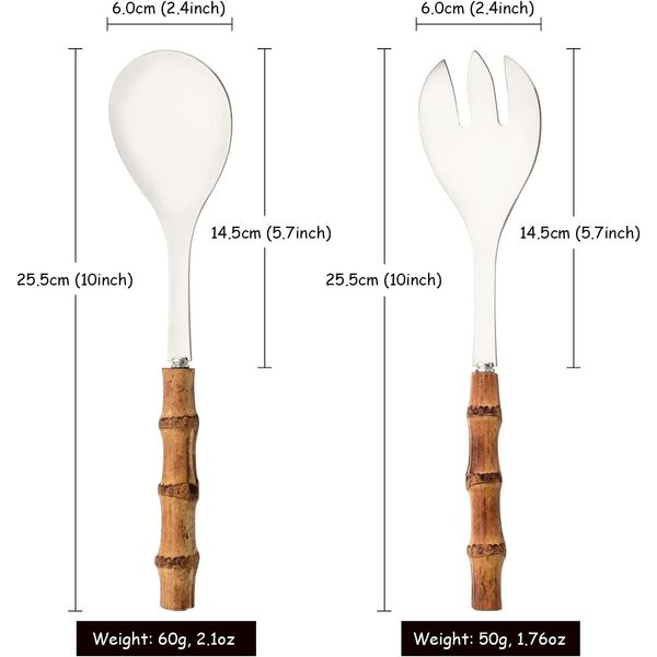 Serving Spoon and Fork Set, 304 Stainless Steel Serving Utensils with Natural...