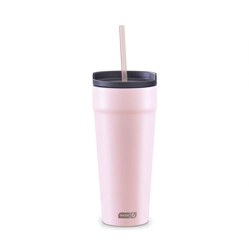 DASH 20oz Tumbler with Spill-Proof Lid and Straw, Stainless Steel Vacuum Insulated Coffee Tumbler Cup, Double Wall Powder Coated Travel Mug - Rose