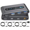 PVBCTCSID 10Gbps USB 3.2 Switch 2 Computers Share USB A/C Ports Supports USB C Input for Mouse Keyboard Printer with Desktop Controller