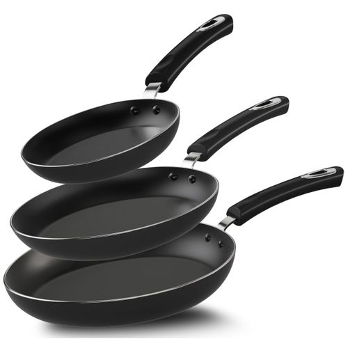Utopia Kitchen Nonstick Frying Pan Set - 3 Piece Induction Bottom - 8 Inches, 9.5 Inches and 11 Inches (Grey-Black)
