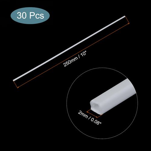 MECCANIXITY 30pcs 10" Plastic Model Tube ABS Square Tube 0.08"x0.08" White Easy Processing for Architectural Model Making DIY