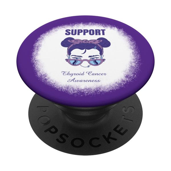 Support Thyroid Cancer Awareness - Purple Ribbon PopSockets with Interchangeable PopGrip